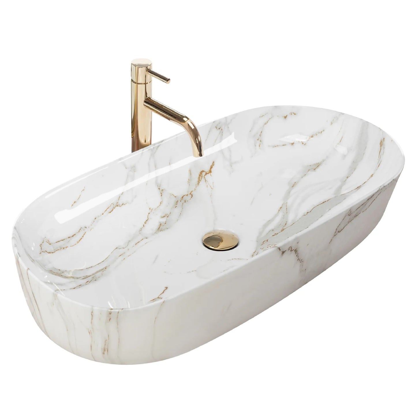 Aufsatzwaschbecken Cleo Marmor Gold 81x41cm