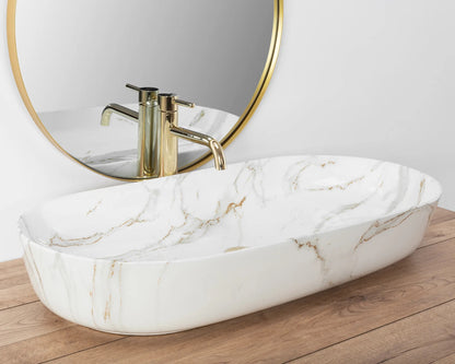 Aufsatzwaschbecken Cleo Marmor Gold 81x41cm