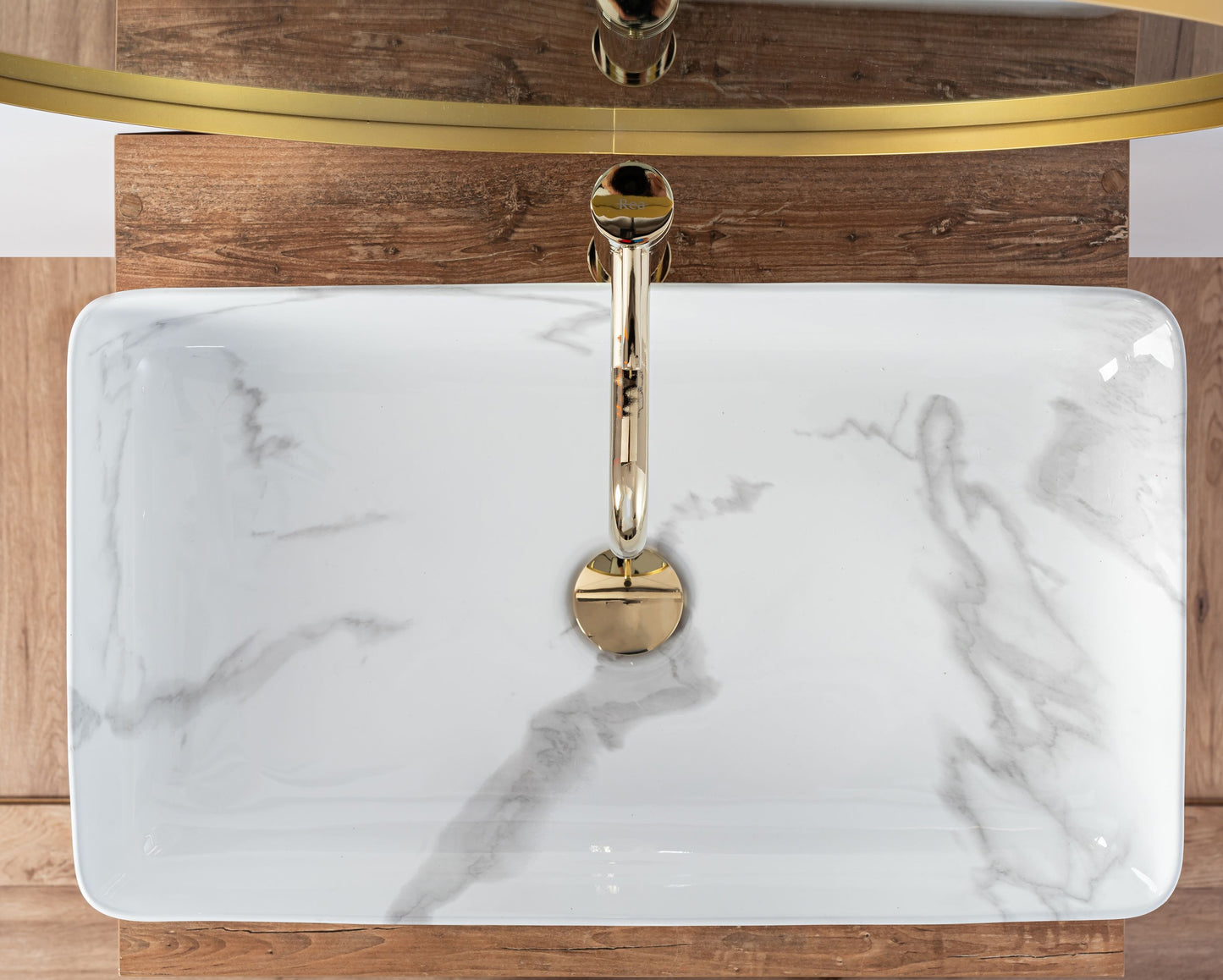 Aufsatzwaschbecken Denis Marble Weiß Poliert 61,5x35cm
