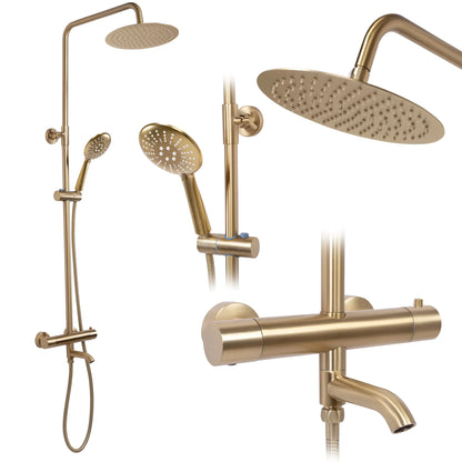 20% Rabatt! Dusche mit Wannenauslauf Lungo Gold Matt (mit Thermostat)