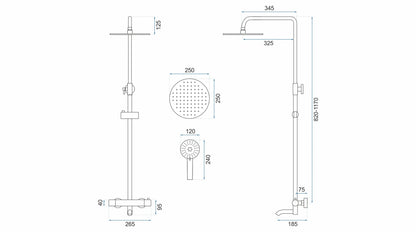 20% Rabatt! Dusche mit Wannenauslauf Lungo Gold Matt (mit Thermostat)