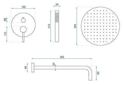 Dusche Unterputz Lungo Gold Matt