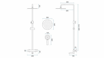 Dusche mit Wannenauslauf Lungo Chrom (mit Thermostat)