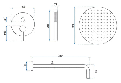Dusche Unterputz Lungo Gold