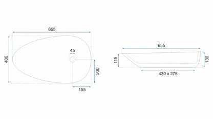 Aufsatzwaschbecken Greta 65cm