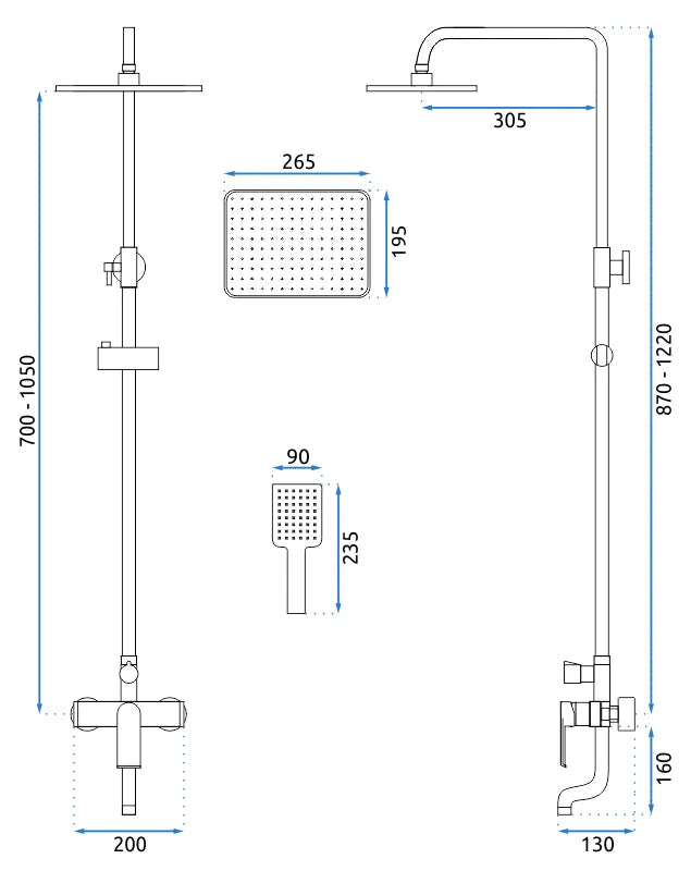 Dusche Hasse Black (mit Thermostat)