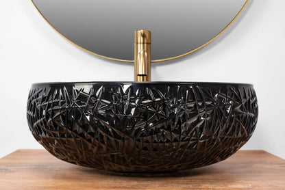 Aufsatzwaschbecken Ice Black ∅ 55cm