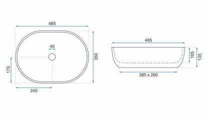 Aufsatzwaschbecken Lara Grey 48,5x35cm