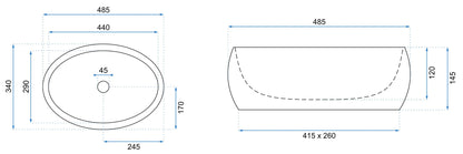 Aufsatzwaschbecken Linda Granit Matt 48,5x34cm