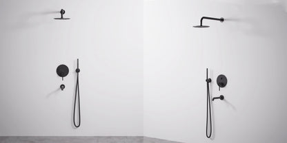 Dusche mit Wannenauslauf Unterputz Lungo Black
