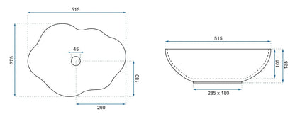 Aufsatzwaschbecken Pearl White Gold Edge 51,5x37,5cm