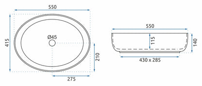 Aufsatzwaschbecken Queen 55x41,5cm