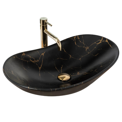 Aufsatzwaschbecken Royal Black Marble Matt 60,5x36cm