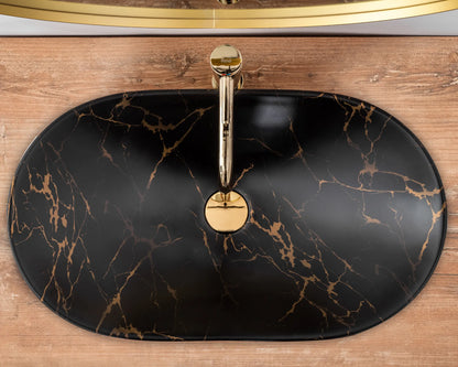 Aufsatzwaschbecken Royal Black Marble Matt 60,5x36cm