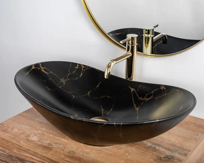 Aufsatzwaschbecken Royal Black Marble Matt 60,5x36cm