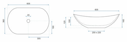 Aufsatzwaschbecken Royal Marmor Matt 60,5x36cm
