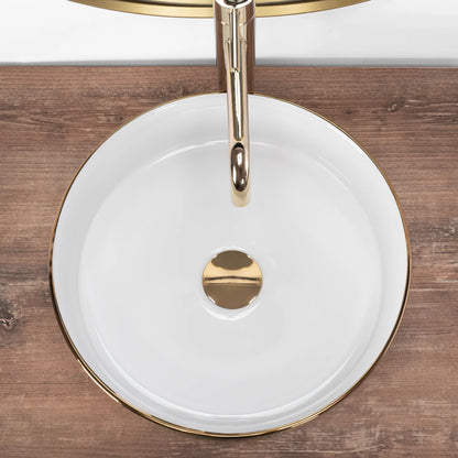 Aufsatzwaschbecken Sami White Brushed Gold Ø 36cm