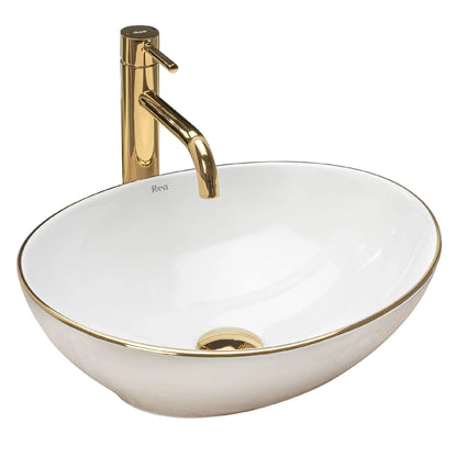 Aufsatzwaschbecken Sofia Gold Edge White 41x34,5cm