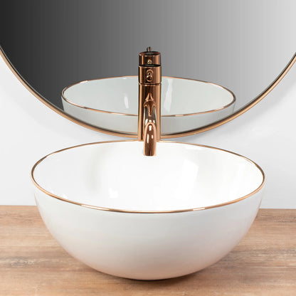 Aufsatzwaschbecken Stella Rosé Gold Edge Ø36cm