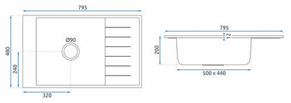 Spülbecken Granit Sten Beige