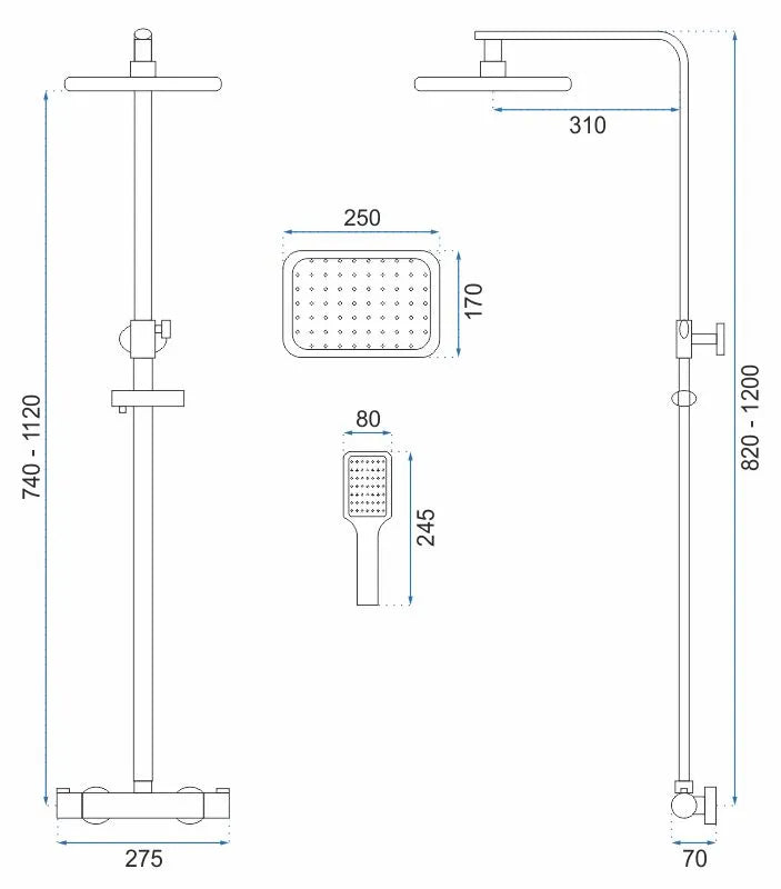 Dusche Tom Chrom (mit Thermostat)